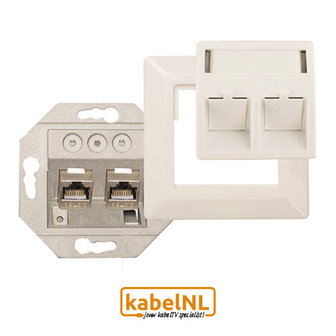 Vergemakkelijken gaan beslissen waterval Hirschmann wandcontactdoos internet dubbel Cat6A Wit | kabelNL - Jouw  kabelTV specialist!