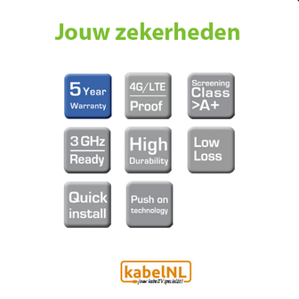 Hirschmann coax kabel 7.5m Ziggo rechte connectoren - specificaties