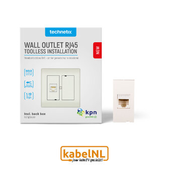 Technetix wandcontactdoos internet 2x RJ45 Ziggo en KPN geschikt inbouw/opbouw