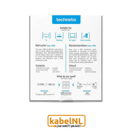 Technetix wandcontactdoos netwerk RJ45 / coax