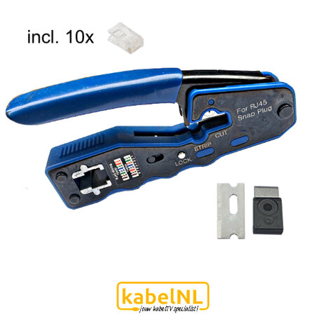 Krimptang UTP CAT6 incl. 10 stuks 'quick connect' RJ45 connectoren