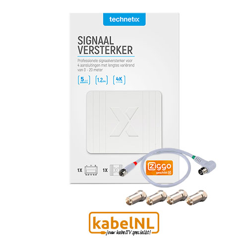 Groen Kindercentrum Bloeden Technetix FRA-752X Installatieset met antenne versterker Ziggo  gecertificeerd | kabelNL