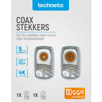 Set coax stekkers Ziggo Male - Female