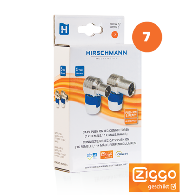 Set coax stekkers Ziggo Male - Female Haaks