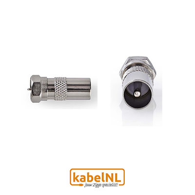 Verloop F connector naar IEC Male