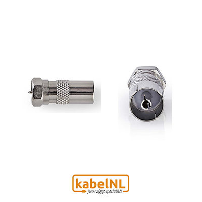 Verloop F connector naar IEC Female