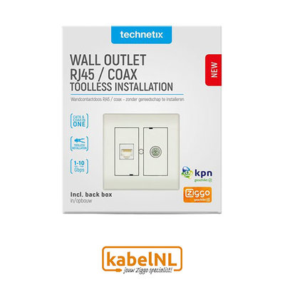 Technetix wandcontactdoos netwerk RJ45 / coax