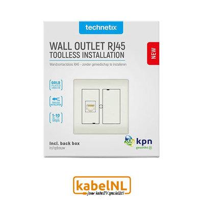 Technetix wandcontactdoos internet 1x RJ45 Ziggo en KPN geschikt inbouw/opbouw