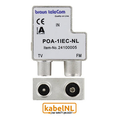 Braun Telecom 2 weg Radio / TV splitter POA 1 IEC-NL