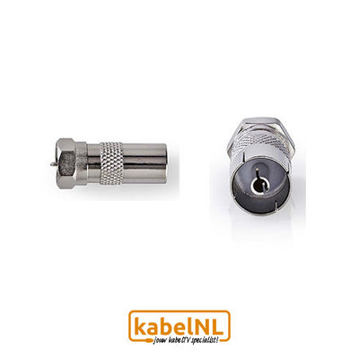 Verloop F connector naar IEC Female