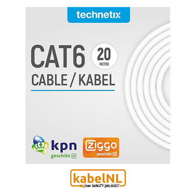 Technetix Cat6 UTP netwerkkabel 20 meter Ziggo en KPN geschikt