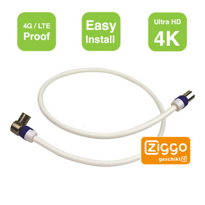 Aansluitkabel TV versterker | modem Ziggo gecertificeerd 1m 4G
