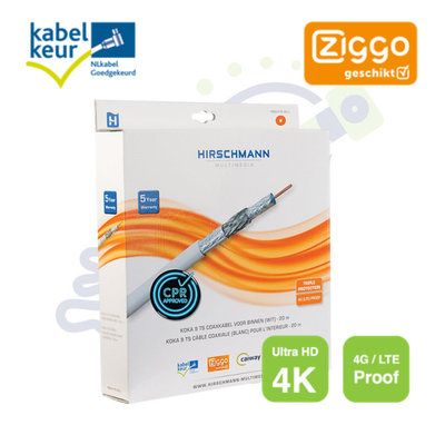 Hirschmann KOKA 9 ECA/20 coax kabel Ziggo gecertificeerd 4G LTE Proof 20m