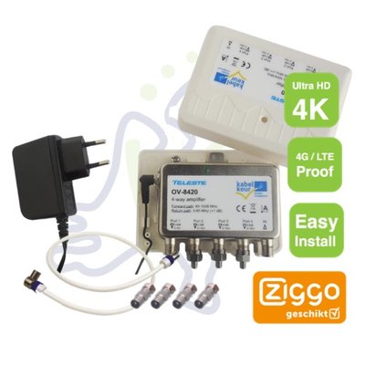 OV-8420 Installatieset met antenne versterker Ziggo gecertificeerd