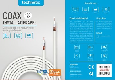 Technetix coax kabel Ziggo 100m